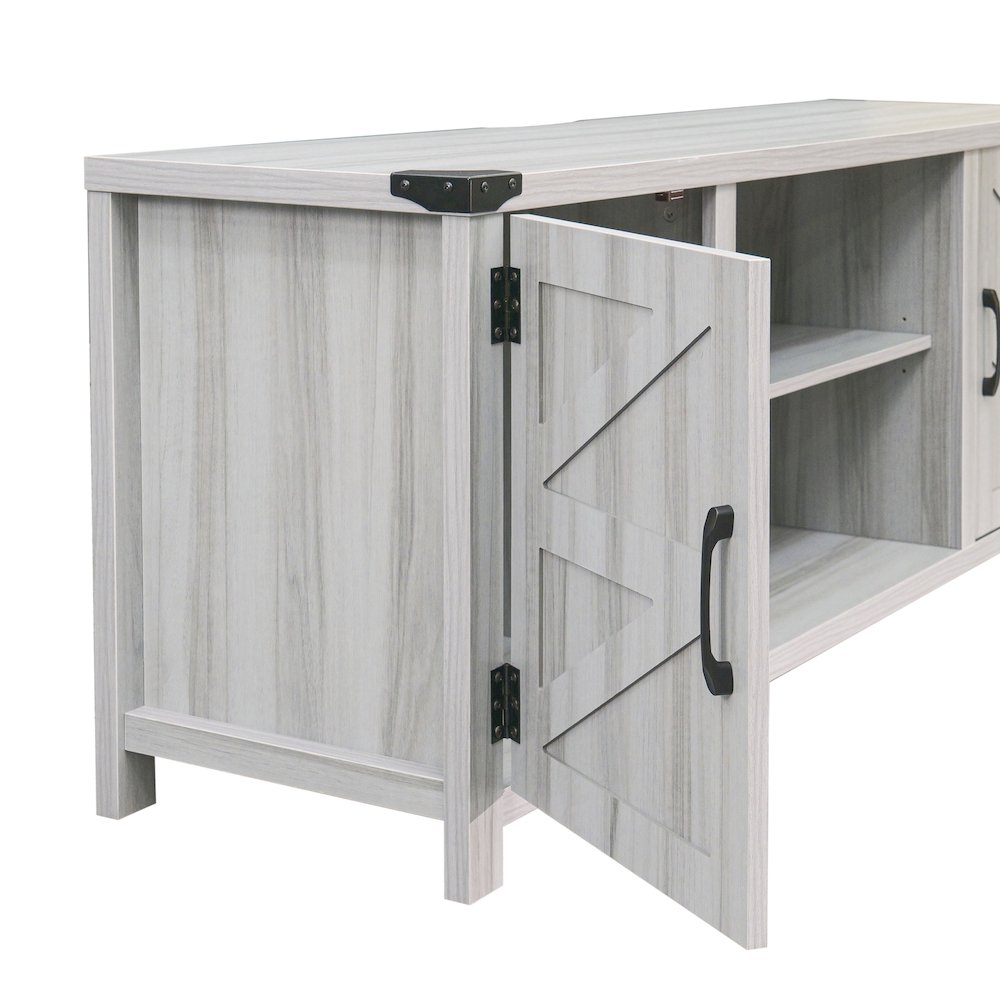 58" Barn Door Style TV Stand with Storage for up to 65" TV's, Light Gray