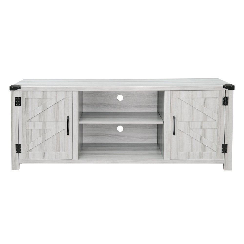 58" Barn Door Style TV Stand with Storage for up to 65" TV's, Light Gray