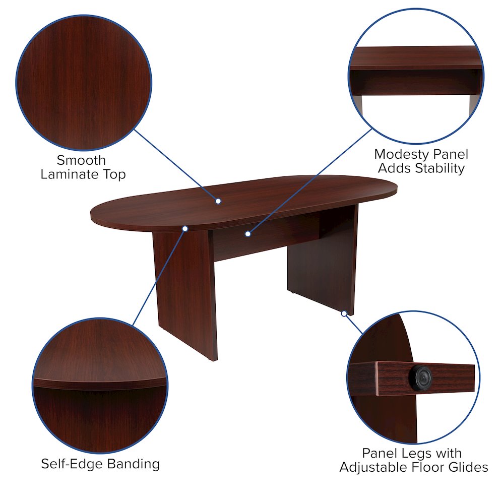 6 Foot (72 inch) Oval Conference Table in Mahogany