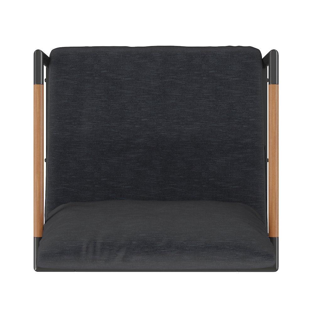 Patio Chair with Cushions - Aluminum Framed Chair, Black with Charcoal Cushions