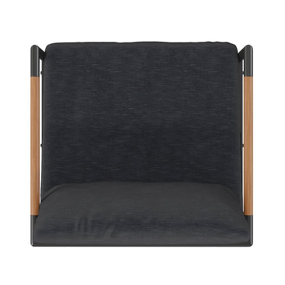 Patio Chair with Cushions - Aluminum Framed Chair, Black with Charcoal Cushions
