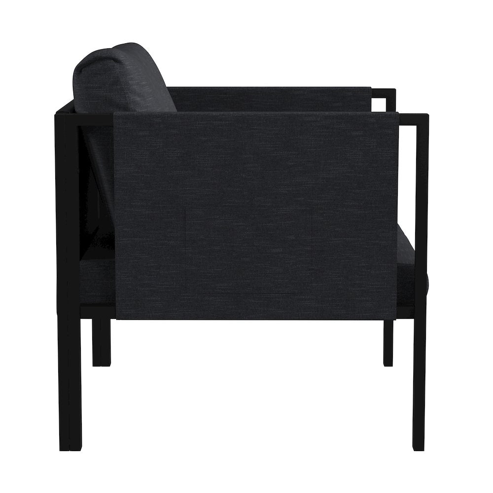 Patio Chair with Cushions, Black with Charcoal Cushions