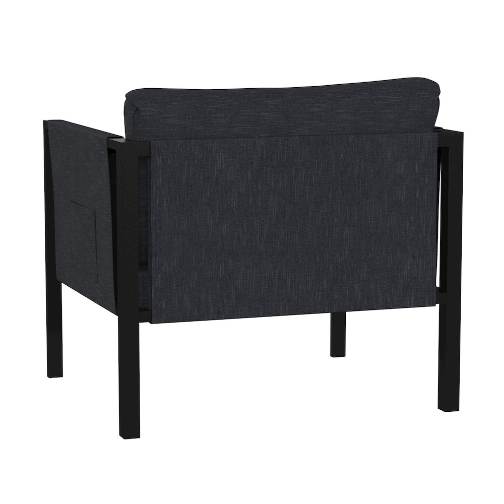 Patio Chair with Cushions, Black with Charcoal Cushions