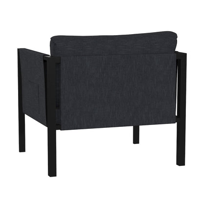 Patio Chair with Cushions, Black with Charcoal Cushions