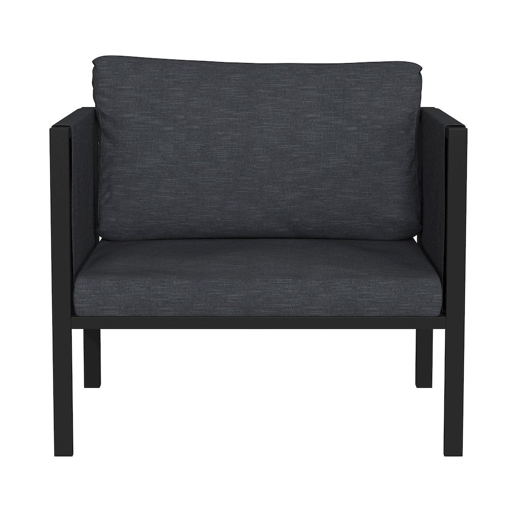 Patio Chair with Cushions, Black with Charcoal Cushions