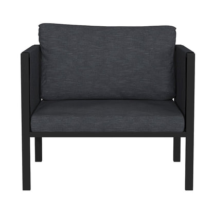 Patio Chair with Cushions, Black with Charcoal Cushions