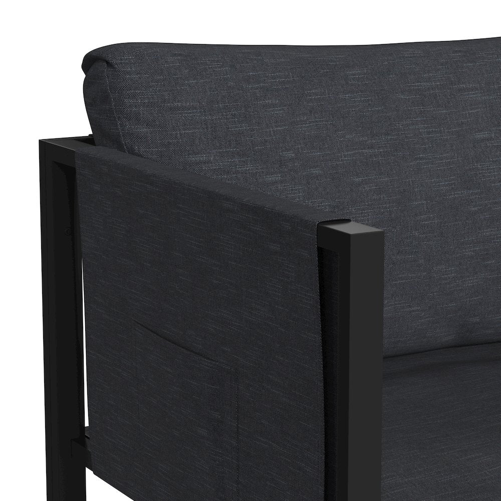 Patio Chair with Cushions, Black with Charcoal Cushions