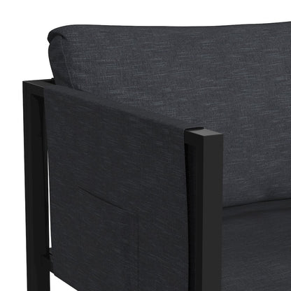 Patio Chair with Cushions, Black with Charcoal Cushions