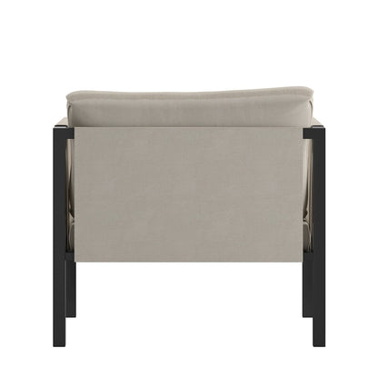 Patio Chair with Cushions, Black with Beige Cushions