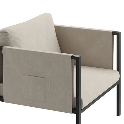 Patio Chair with Cushions, Black with Beige Cushions
