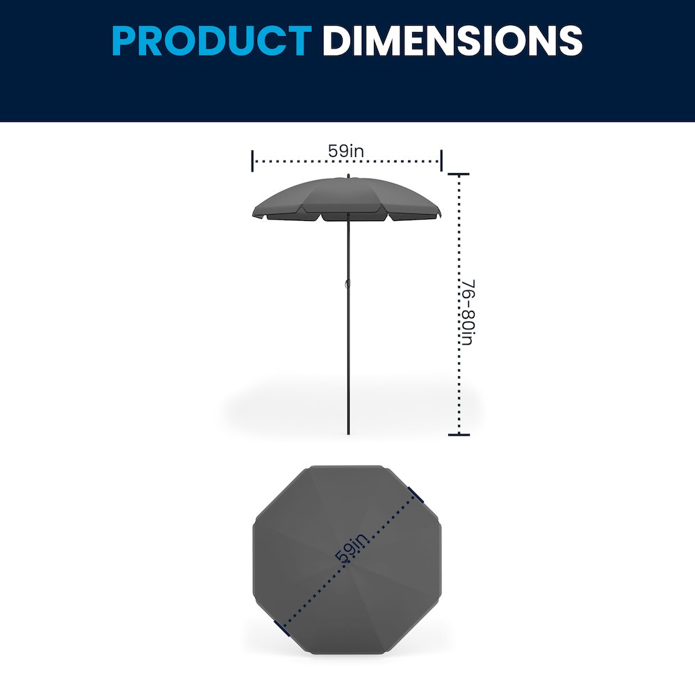 6 Piece Black Patio Garden Set with Umbrella Table and Set of 4 Folding Chairs