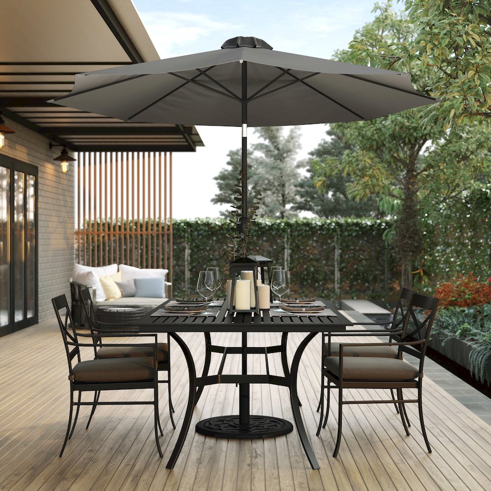 Gray 9 FT Round Umbrella with 1.5" Diameter Aluminum Pole