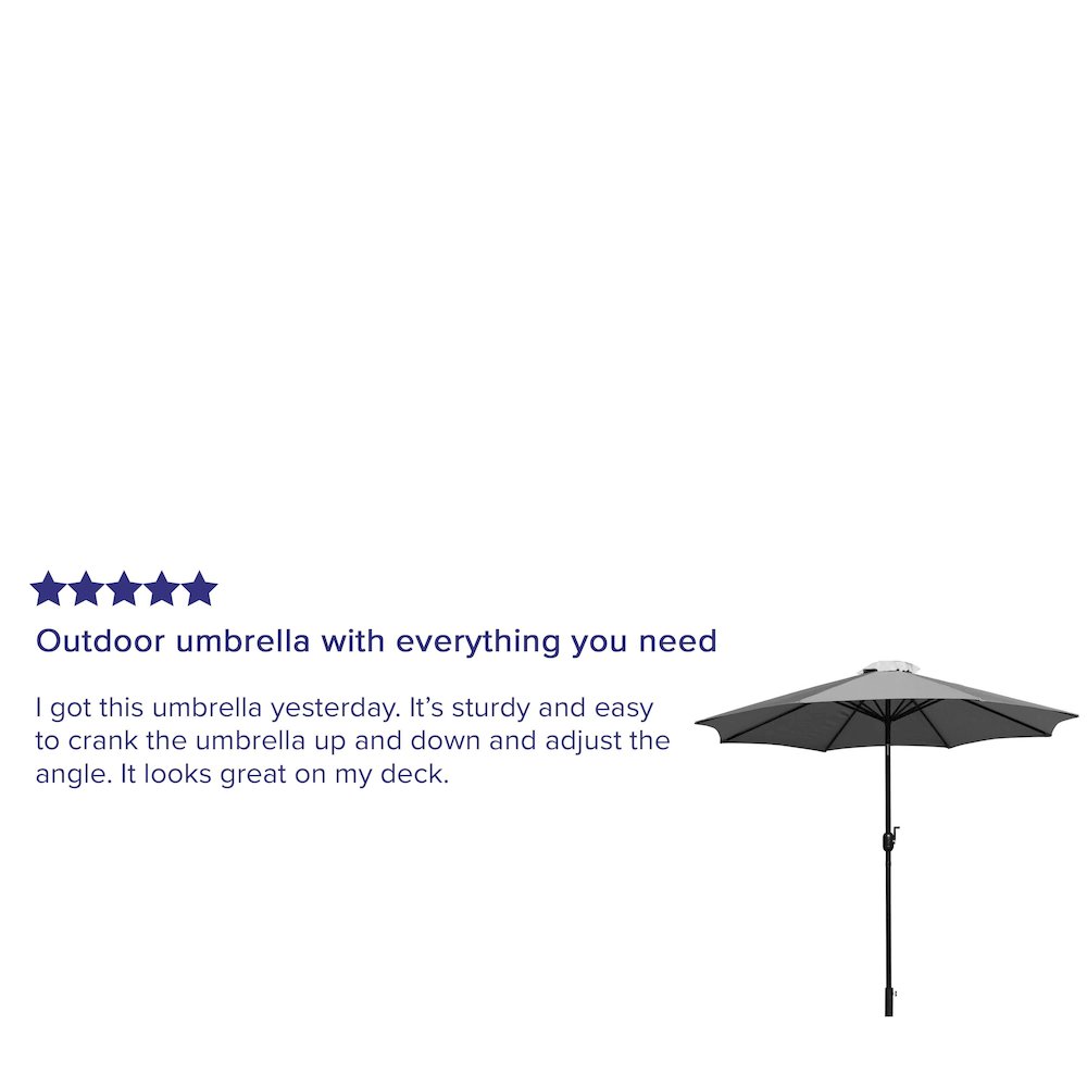 Gray 9 FT Round Umbrella with 1.5" Diameter Aluminum Pole