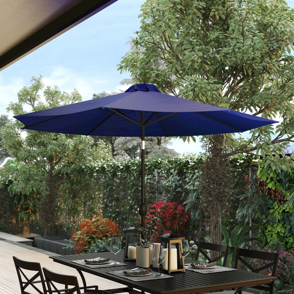 Navy 9 FT Round Umbrella with 1.5" Diameter Aluminum Pole