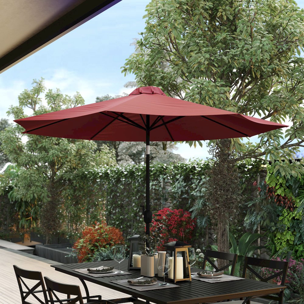 Red 9 FT Round Umbrella with 1.5" Diameter Aluminum Pole