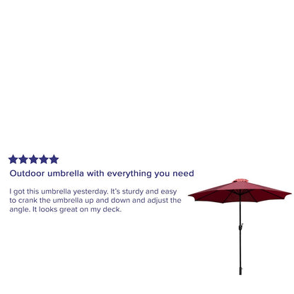 Red 9 FT Round Umbrella with 1.5" Diameter Aluminum Pole