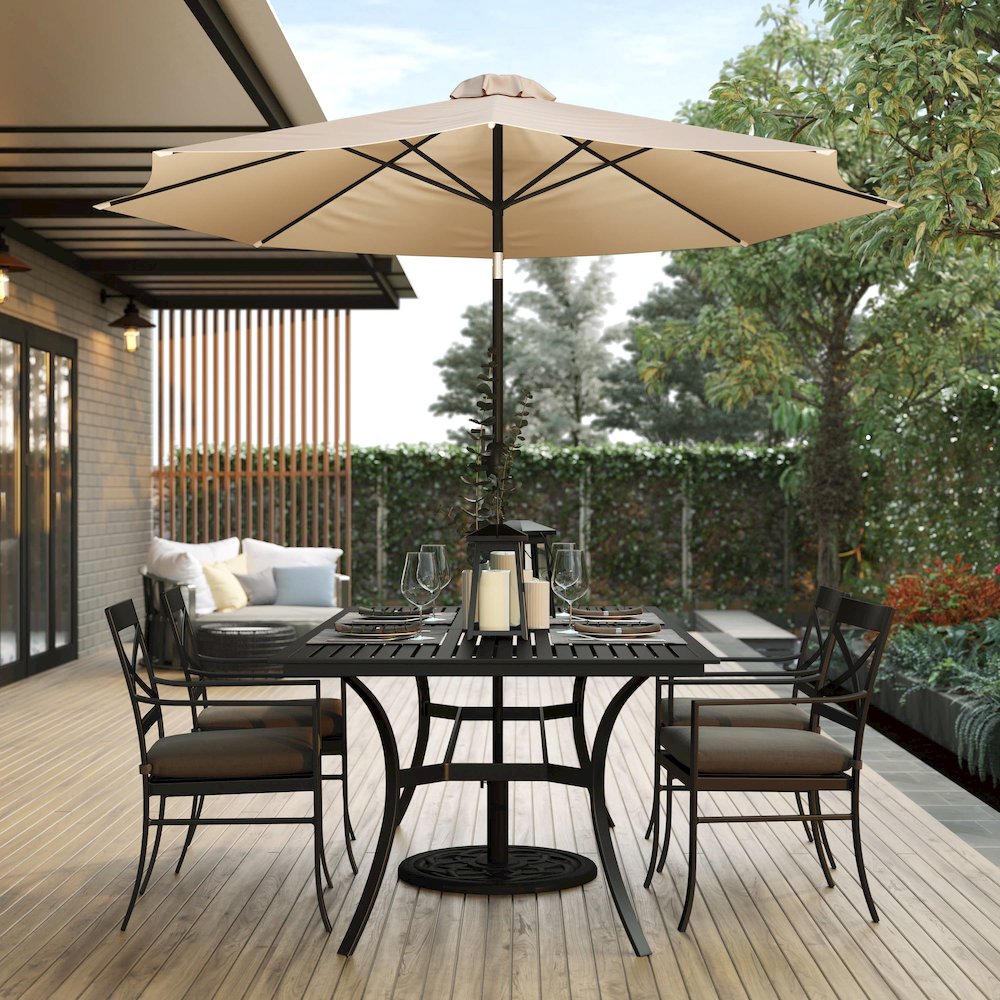 Tan 9 FT Round Umbrella with 1.5" Diameter Aluminum Pole
