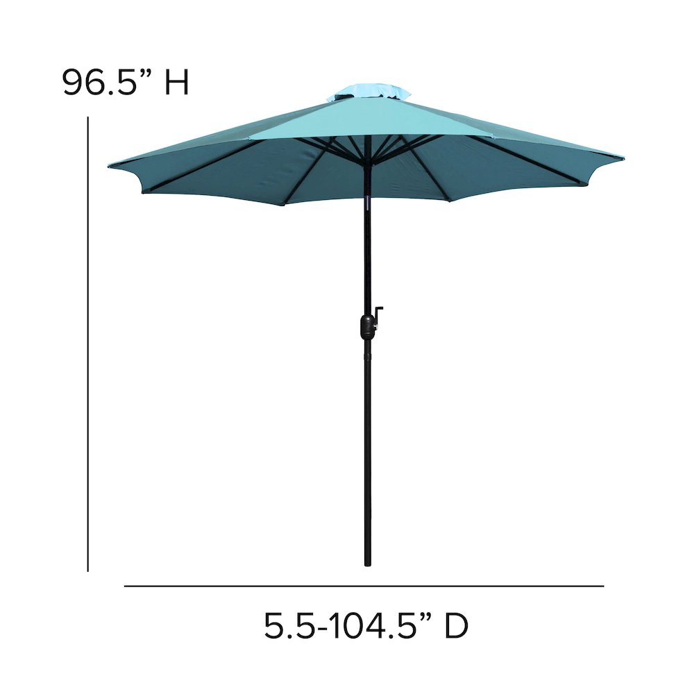Teal 9 FT Round Umbrella with 1.5" Diameter Aluminum Pole