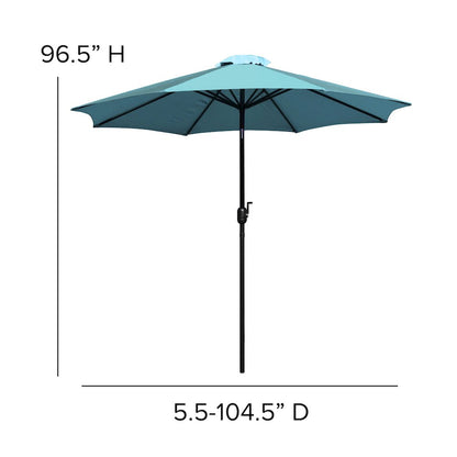 Teal 9 FT Round Umbrella with 1.5" Diameter Aluminum Pole