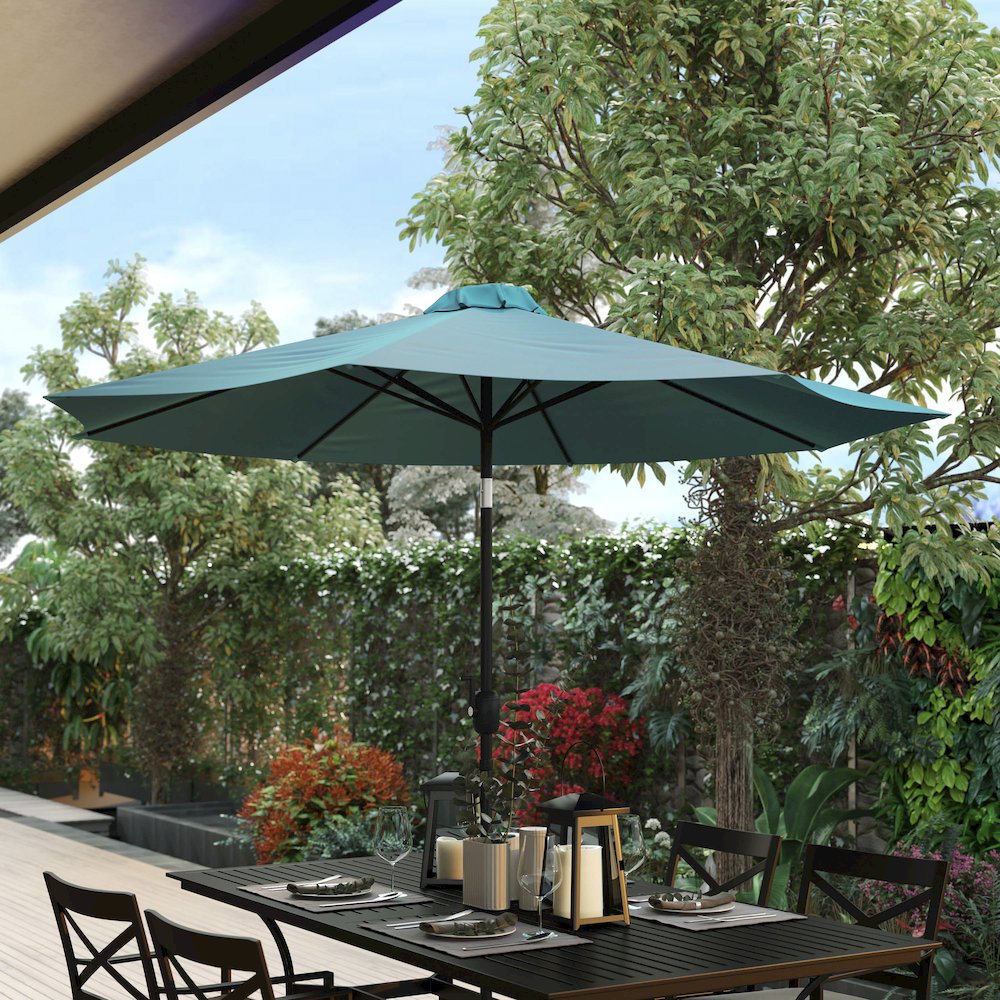 Teal 9 FT Round Umbrella with 1.5" Diameter Aluminum Pole