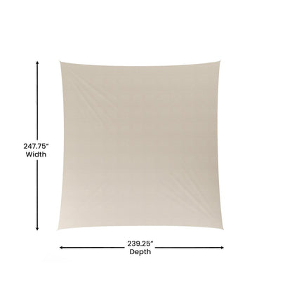 20ft Rectangle Sun Sail Shade Canopy with Included Nylon Attachment Ropes, Sand