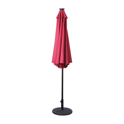 9 FT Round Umbrella with 32 Solar LED Lights and Crank, Red