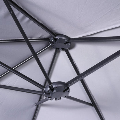 15 FT Triple Head Patio Umbrella with Crank and Easy Lift Functionality in Gray