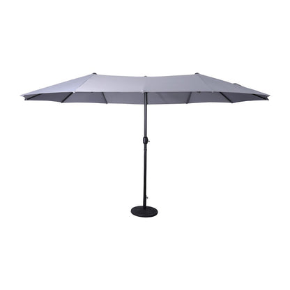 15 FT Triple Head Patio Umbrella with Crank and Easy Lift Functionality in Gray