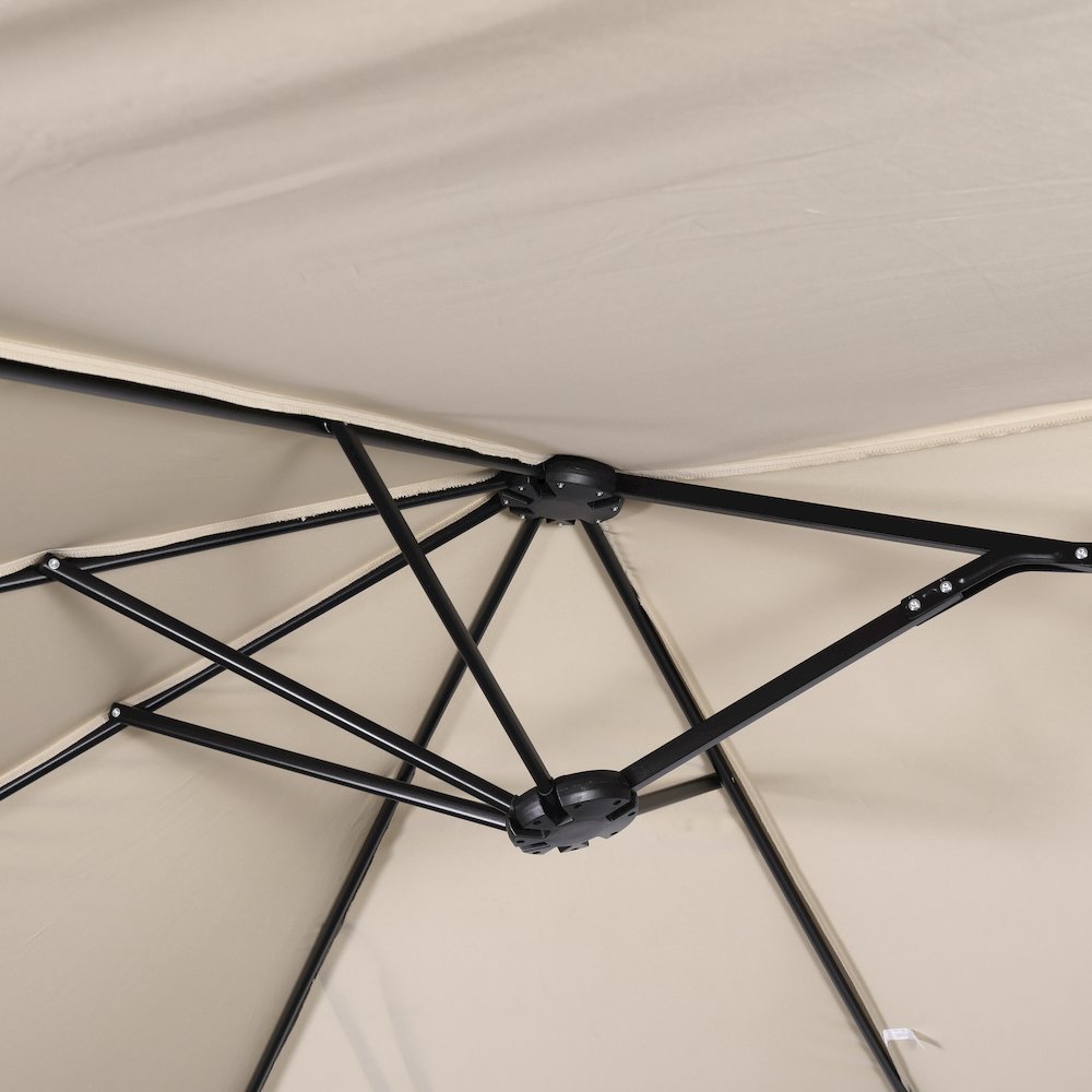 15 FT Triple Head Patio Umbrella with Crank and Easy Lift Functionality in Tan