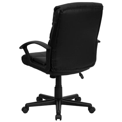 Mid-Back Black LeatherSoft Swivel Task Office Chair with Arms
