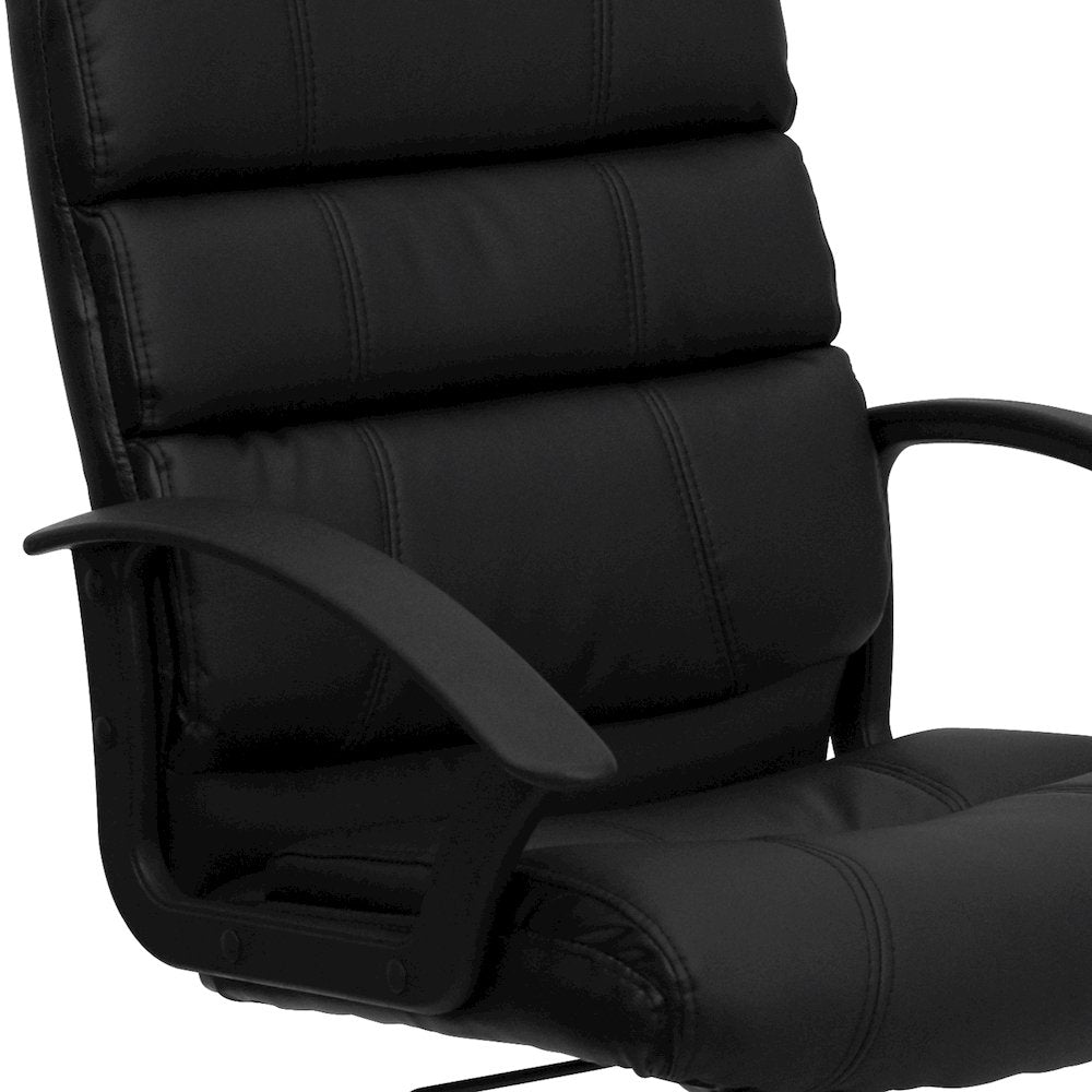 Mid-Back Black LeatherSoft Swivel Task Office Chair with Arms