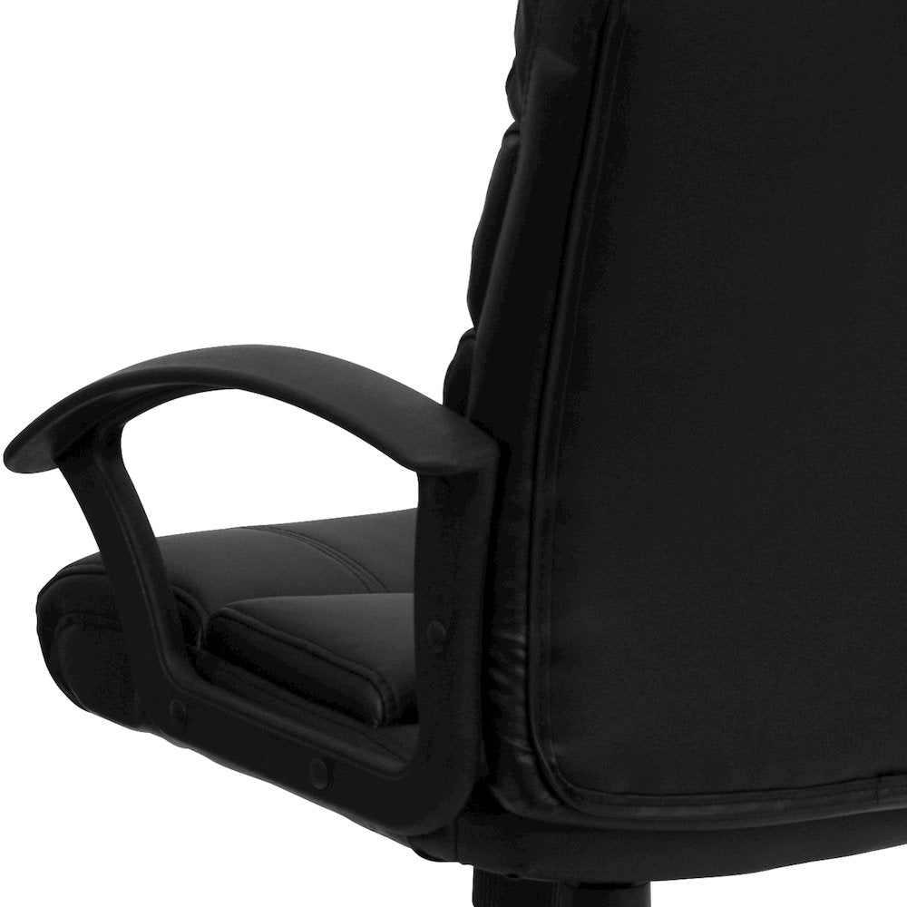 Mid-Back Black LeatherSoft Swivel Task Office Chair with Arms