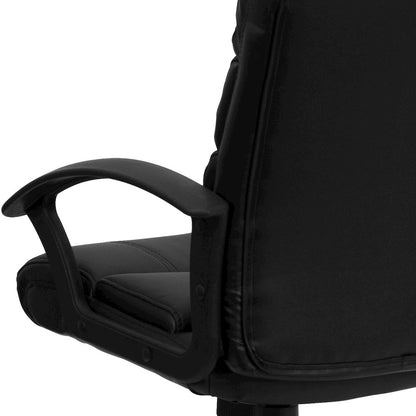 Mid-Back Black LeatherSoft Swivel Task Office Chair with Arms