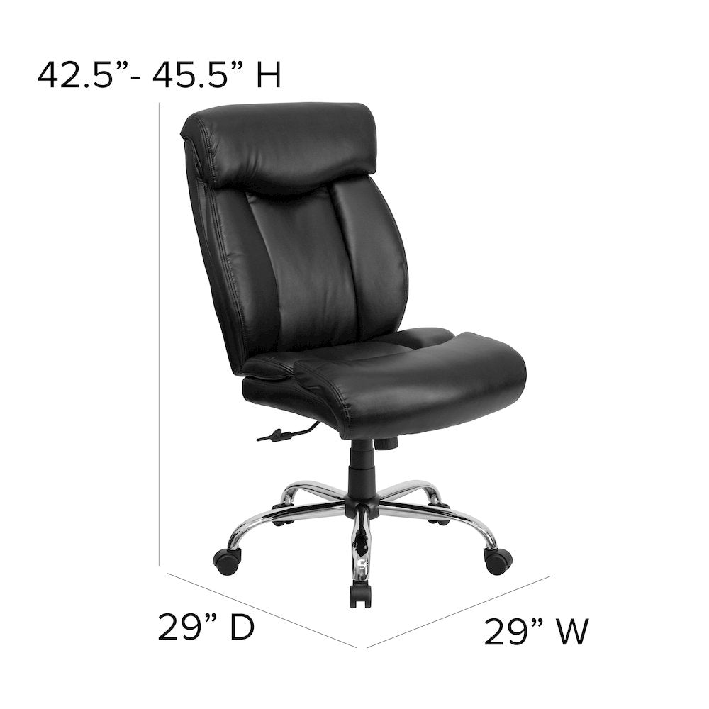Big & Tall 400 lb. Rated High Back Black LeatherSoft Executive Ergonomic Office Chair with Full Headrest and Chrome Base