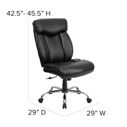 Big & Tall 400 lb. Rated High Back Black LeatherSoft Executive Ergonomic Office Chair with Full Headrest and Chrome Base