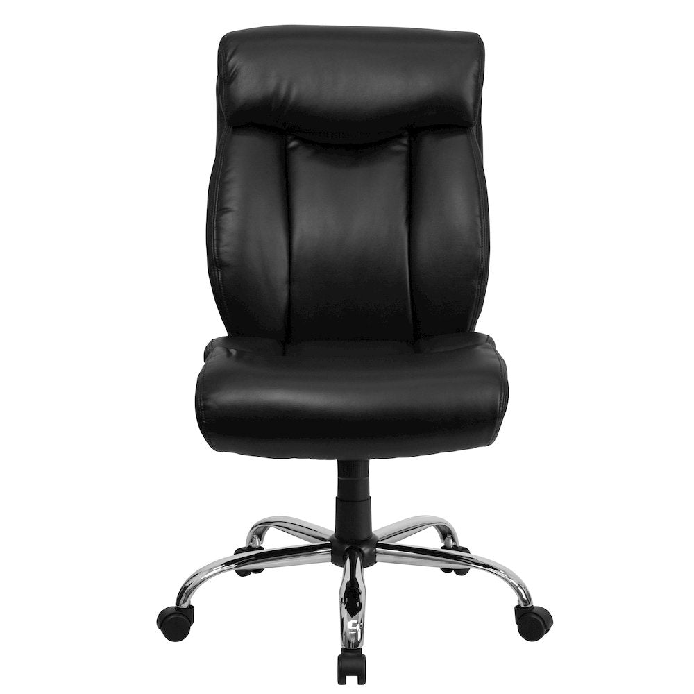 Big & Tall 400 lb. Rated High Back Black LeatherSoft Executive Ergonomic Office Chair with Full Headrest and Chrome Base