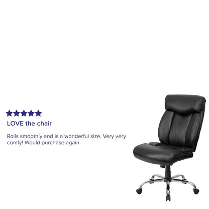 Big & Tall 400 lb. Rated High Back Black LeatherSoft Executive Ergonomic Office Chair with Full Headrest and Chrome Base