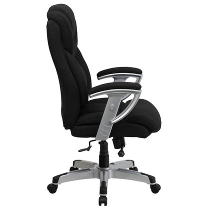 Big & Tall 400 lb. Rated High Back Black Fabric Executive Ergonomic Office Chair with Silver Adjustable Arms