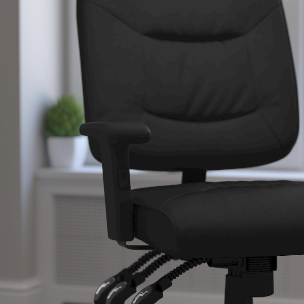 Mid-Back Black Multifunction Swivel Task Office Chair with Adjustable Arms