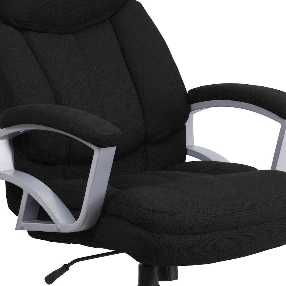 Big & Tall 500 lb. Rated Black Fabric Executive Swivel Office Chair with Arms