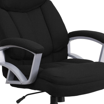 Big & Tall 500 lb. Rated Black Fabric Executive Swivel Office Chair with Arms