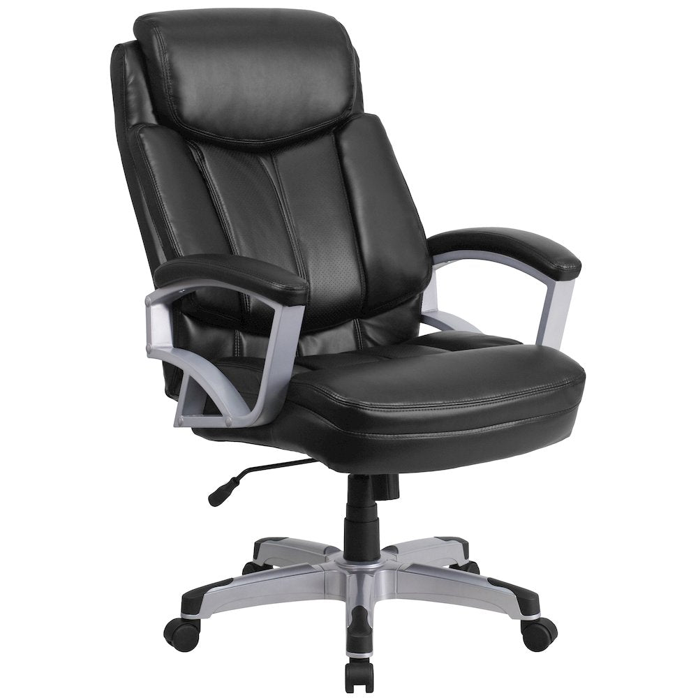 Big & Tall 500 lb. Rated Black LeatherSoft Executive Swivel Ergonomic Office Chair with Arms