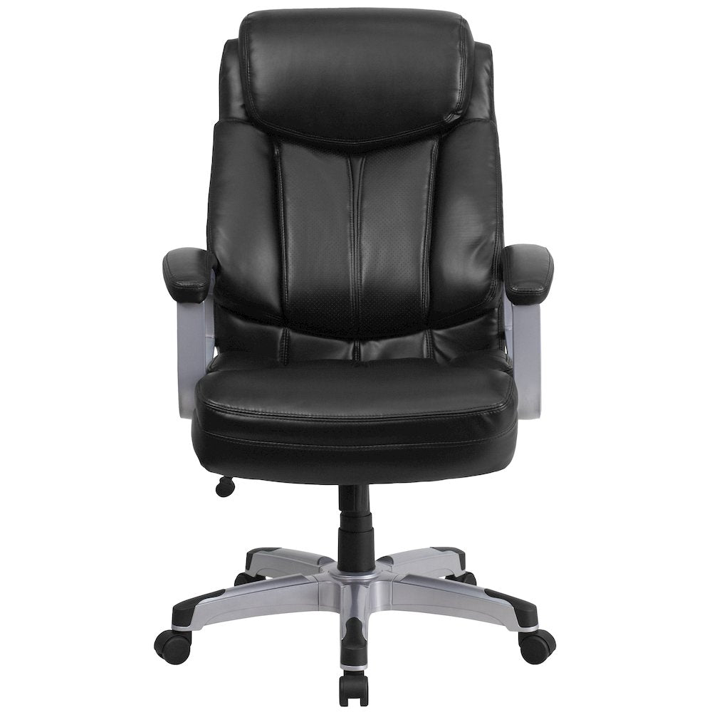 Big & Tall 500 lb. Rated Black LeatherSoft Executive Swivel Ergonomic Office Chair with Arms