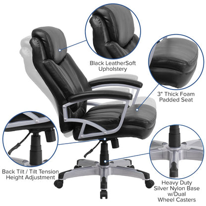 Big & Tall 500 lb. Rated Black Executive Swivel Ergonomic Office Chair with Arms