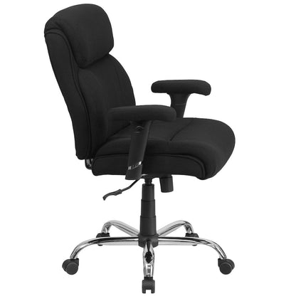 Big & Tall 400 lb. Rated Mid-Back Black Fabric Ergonomic Task Office Chair with Line Stitching and Adjustable Arms
