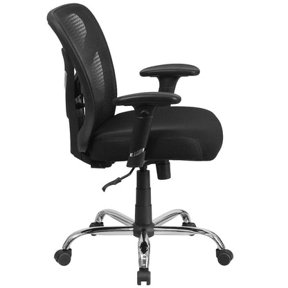 Big & Tall 400 lb. Rated Black Mesh Swivel Ergonomic Task Office Chair with Height Adjustable Back and Arms