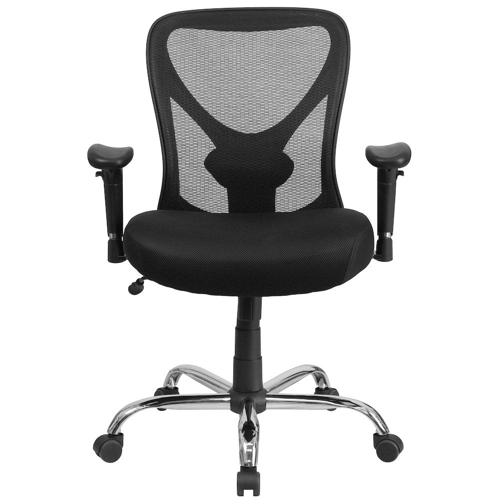 Big & Tall 400 lb. Rated Black Mesh Swivel Ergonomic Task Office Chair with Height Adjustable Back and Arms