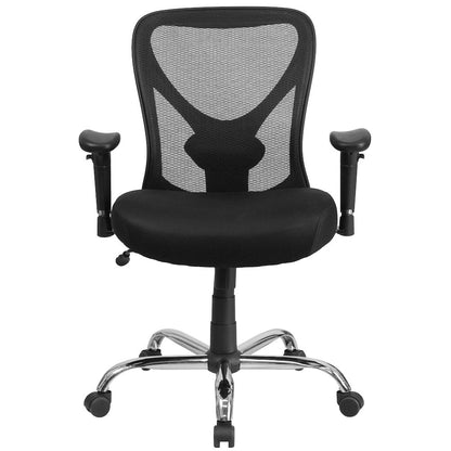 Big & Tall 400 lb. Rated Black Mesh Swivel Ergonomic Task Office Chair with Height Adjustable Back and Arms