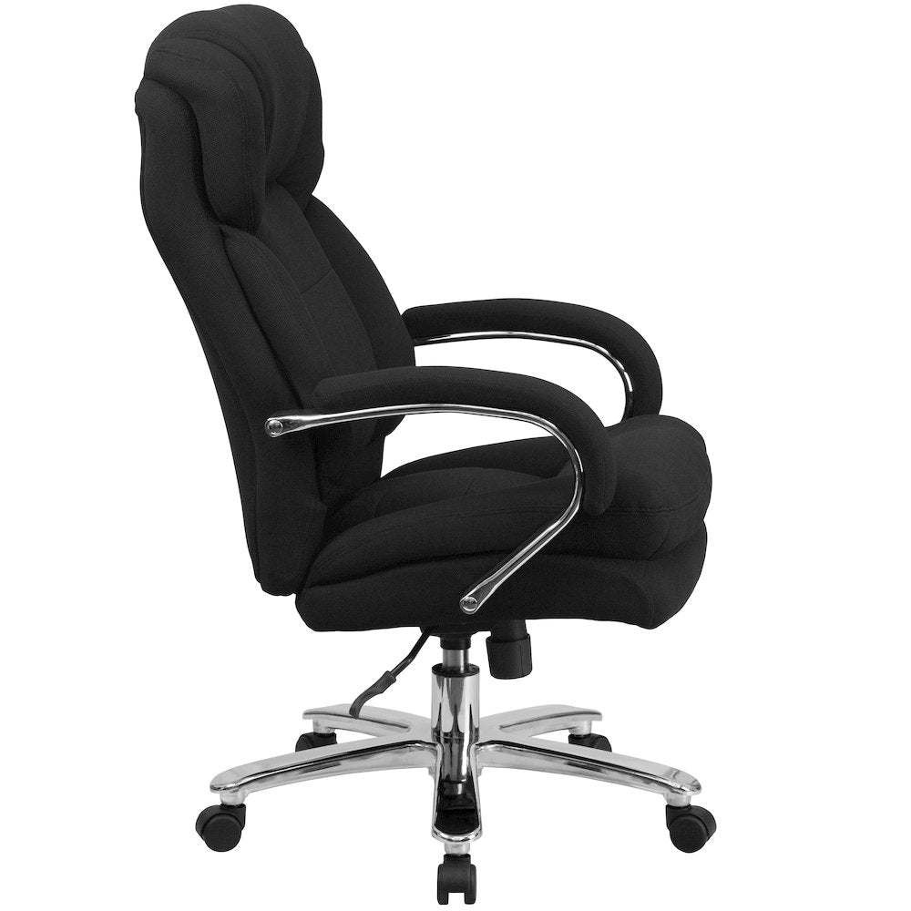24/7 Intensive Use Big & Tall 500 lb. Rated Black Fabric Executive Ergonomic Office Chair with Loop Arms