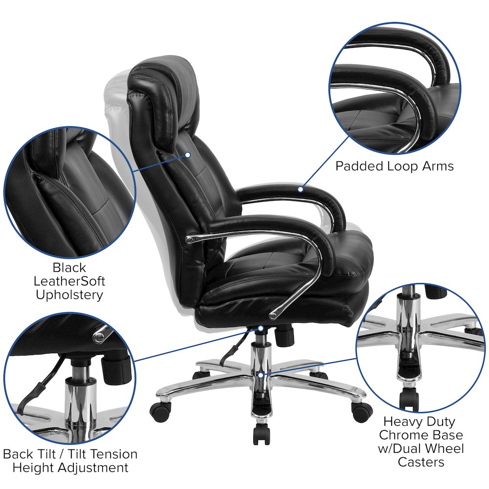 Big & Tall Office Chair | Black Swivel Executive Desk Chair with Wheels